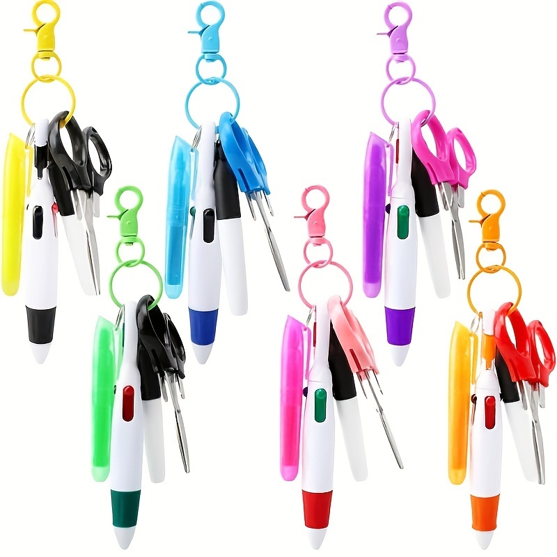 

18+ Students Multi-tool Keychain Set With Retractable Ballpoint Pens And Mini Folding Stainless Steel Safety Scissors For Nurses, Doctors - Pc Material Gifts