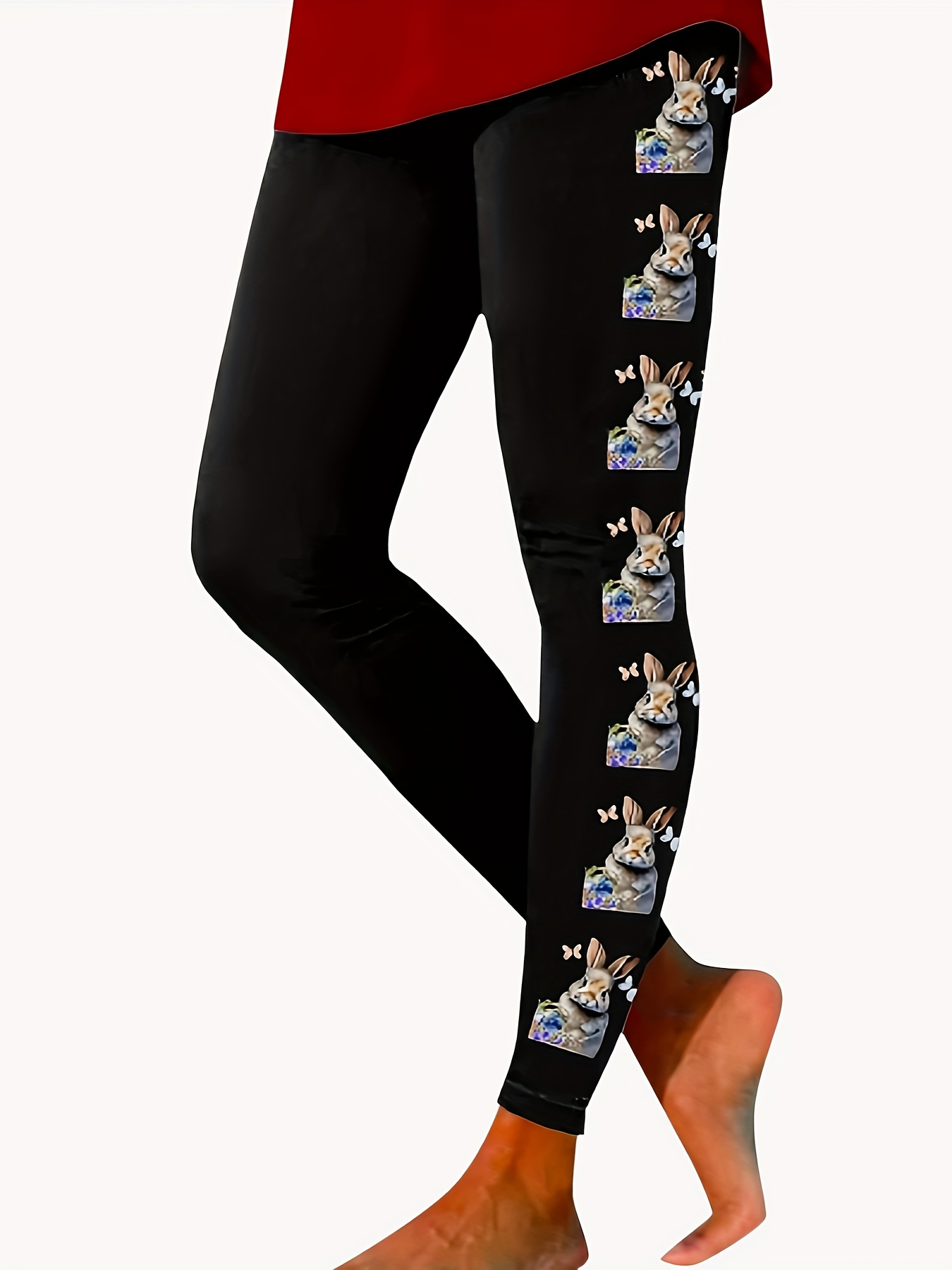 Easter Bunny Gnomes Print Skinny Leggings Cute Every Day - Temu