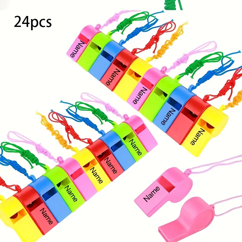 TEMU Ensemble de 24 sifflets de couleur aléatoire, peuvent gravés avec des , anniversaires, sifflets d'entraîneurs avec lanières, sifflets de sport,