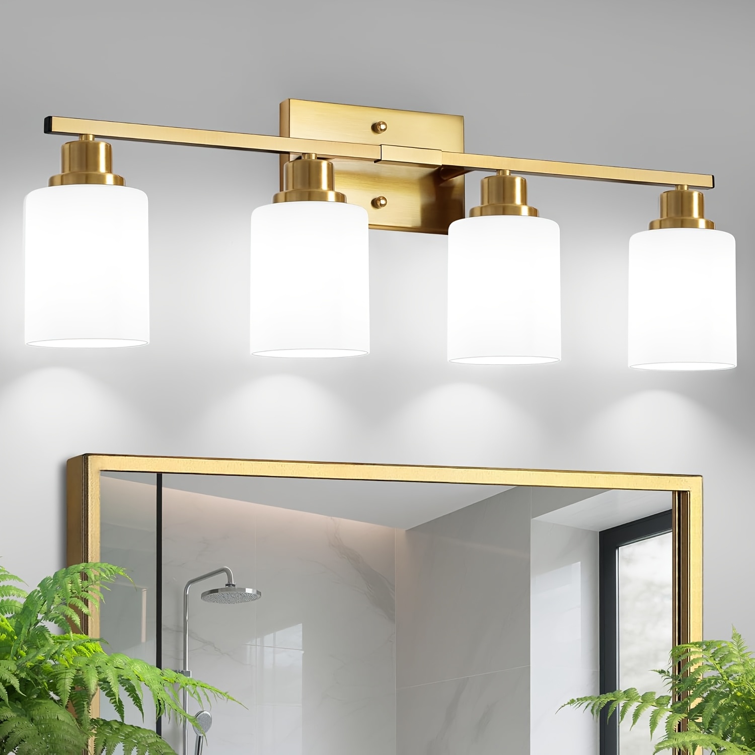 TEMU 4-lamp Bathroom Vanity Lamps, Bedroom Living Room Matte Black/ Brushed Nickel/ Golden Vanity Wall Lamp Lighting, Modern Vanity Lamp With Creamy