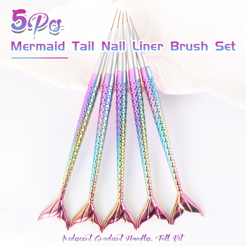 5pcs Gradient Mermaid Tail Nail Art Brushes Set
