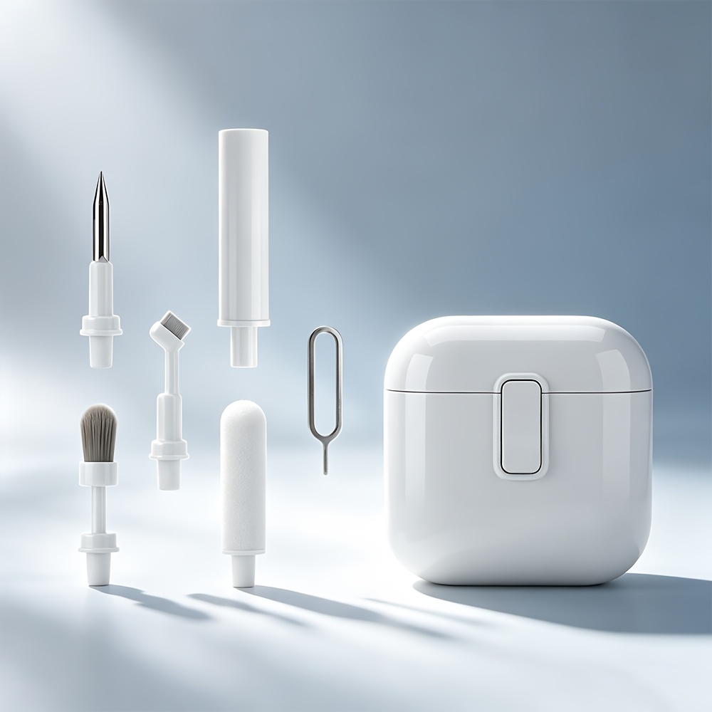 TEMU 4pcs Cleaning Tool Set, Including (soft Brush + Metal Cleaning Head + Detail Brush + Cleaning Stick), Multi-functional Keyboard And Earphone