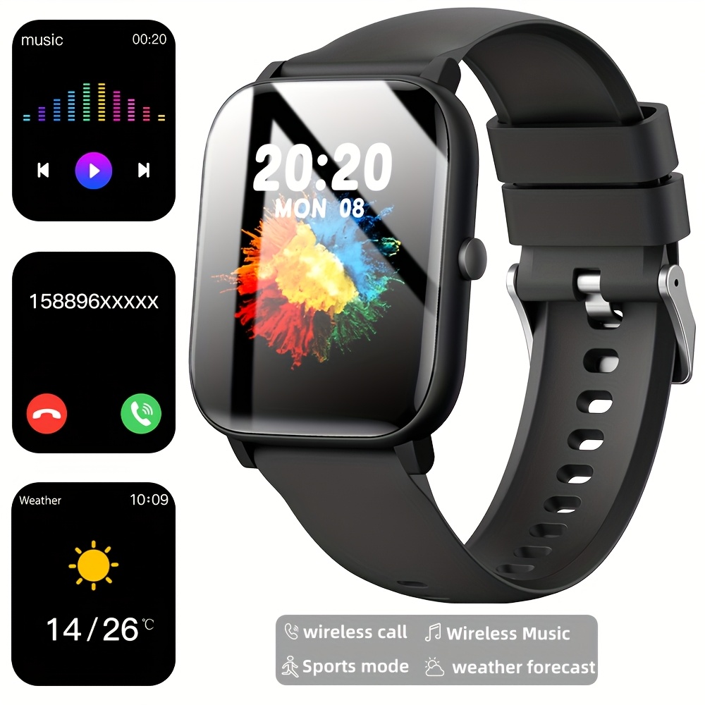 1.85 Inch Full Touchscreen Smartwatch With SMS And Calling Support, Multiple Sport Modes, Pedometer, Calorie Counter, Compatible With For IPhone And Android, USB Charging, Perfect Gift For Any Occasion