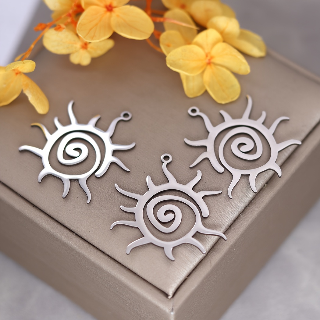 3pcs Spiral Sun Stainless Steel Charms For Jewelry Making Bracelets Earrings Necklace Craft Pendant Accessory