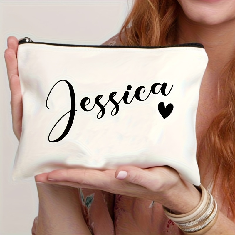 TEMU A Personalized Heart-shaped Makeup Bag, Lightweight And Suitable For Bridesmaids, Teachers, And Mothers - The Gift, Featuring A Zippered Storage