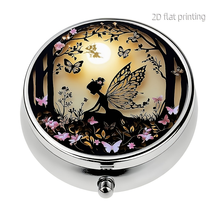Image of 1pc Fairy Pill Box, 3-compartment Mini Decorative Pocket Purse Pill Box, Portable Travel Medicine Tablet Vitamin Holder Organizer Pill Case