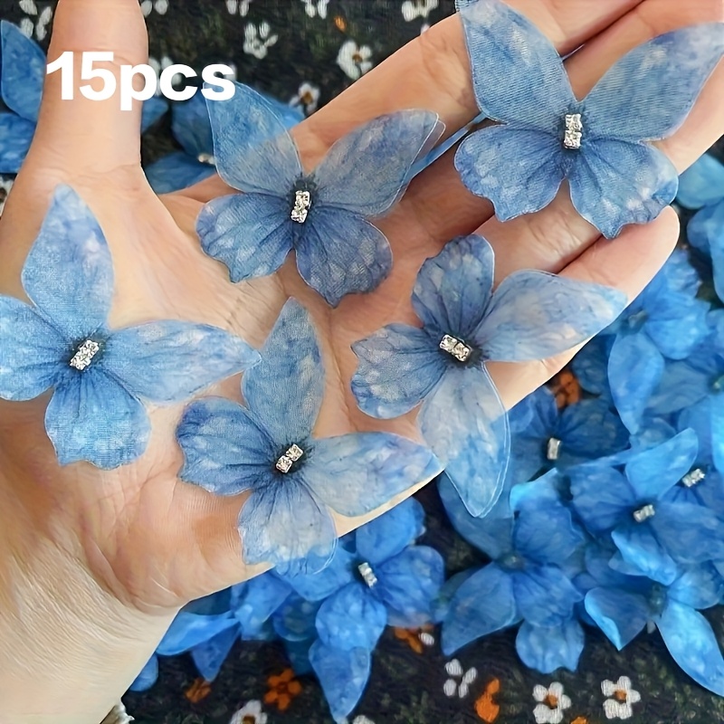 TEMU 15/30 pièces Appliqués Papillon en Tulle Double Couche à Soi- | Patchs en Tissu Faits Main | Accessoires Décoratifs à Soi- | Accessoires pour
