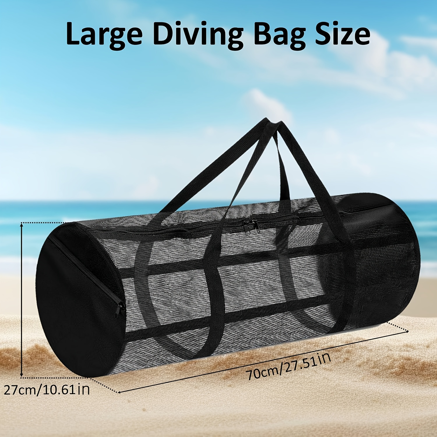 Mesh-Reisetasche Tauchtasche Basketballdasche, Faltbar mit Reißverschluss,   für Schwimmen, Basketballplatz, Fitnessstudio, Sport,   Reisebegleiter