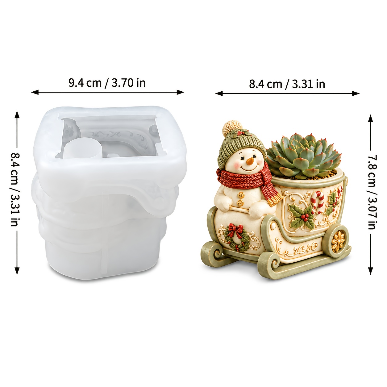 TEMU Moule en silicone pour bougeoir mannequin de neige 3D | Fournitures de décoration intérieure pour Thanksgiving et Noël, convient pour la plâtre,