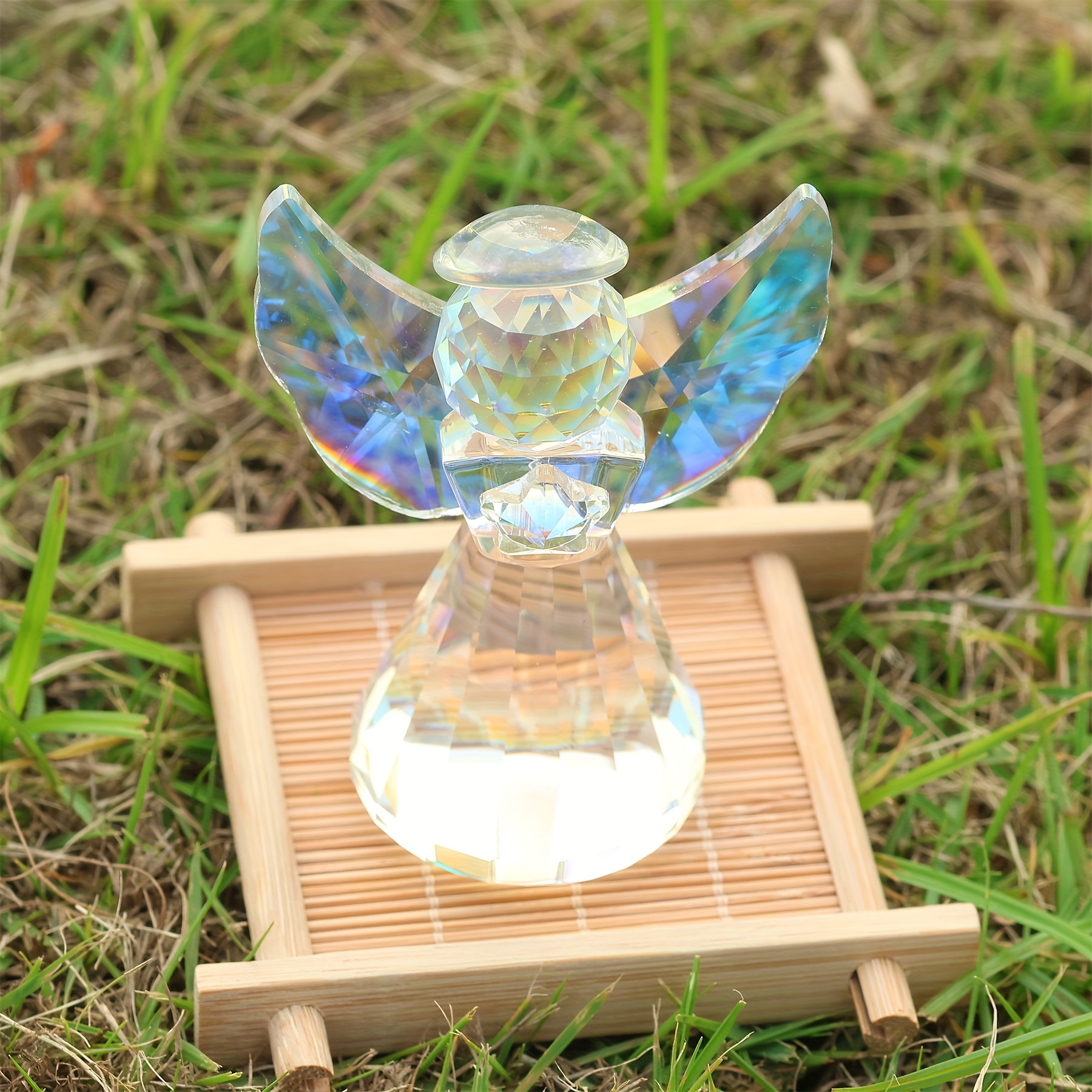 1pc colorful glass angel statue crystal prism perfect - Temu