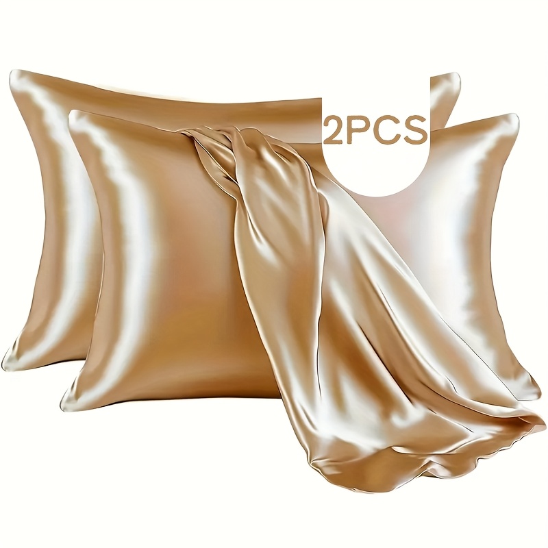 TEMU Pink Pillowcases (2pcs Set), Pillowcase , Satin Pillowcase, Smooth Satin, Soft And Smooth, Anti-wrinkle, Protecting And Hair, 2pcs Pillowcases
