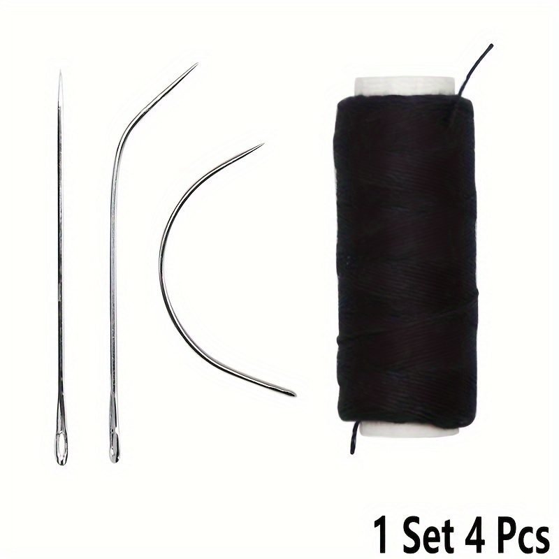 TEMU Ensemble d'aiguilles et de fil pour tissage de cheveux, couture d'extensions de tissage de de cheveux, fil pour perruque, aiguilles incurvées de