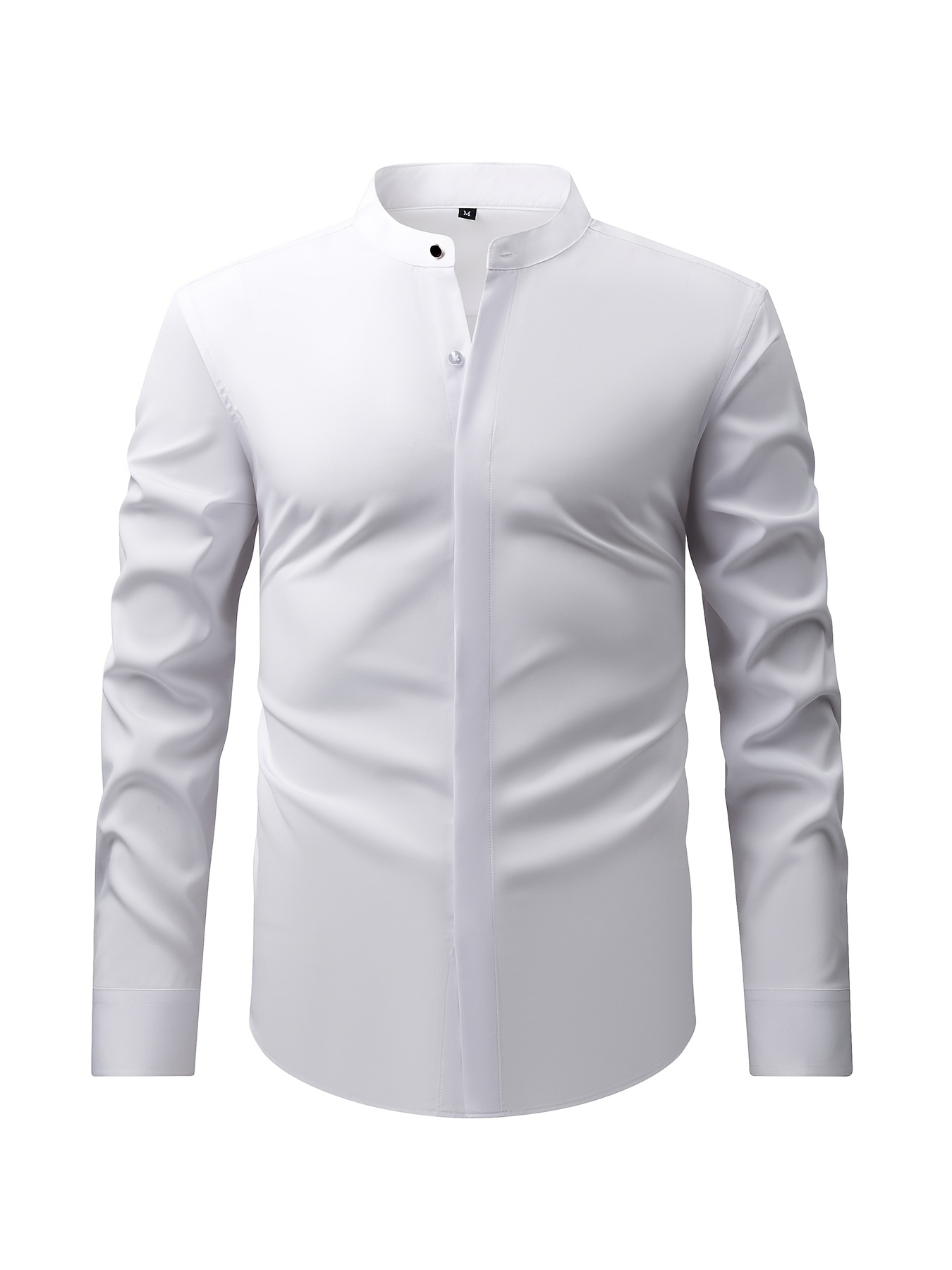 *'s * Formal Shirt with Stand Collar and Long Sleeves, Hidden Button *  Spring/Autumn Professional Shirt, Office Commuter Wear, Breathable and  Comfortable Holiday Gift, Outdoor Top with * Multiple ...
