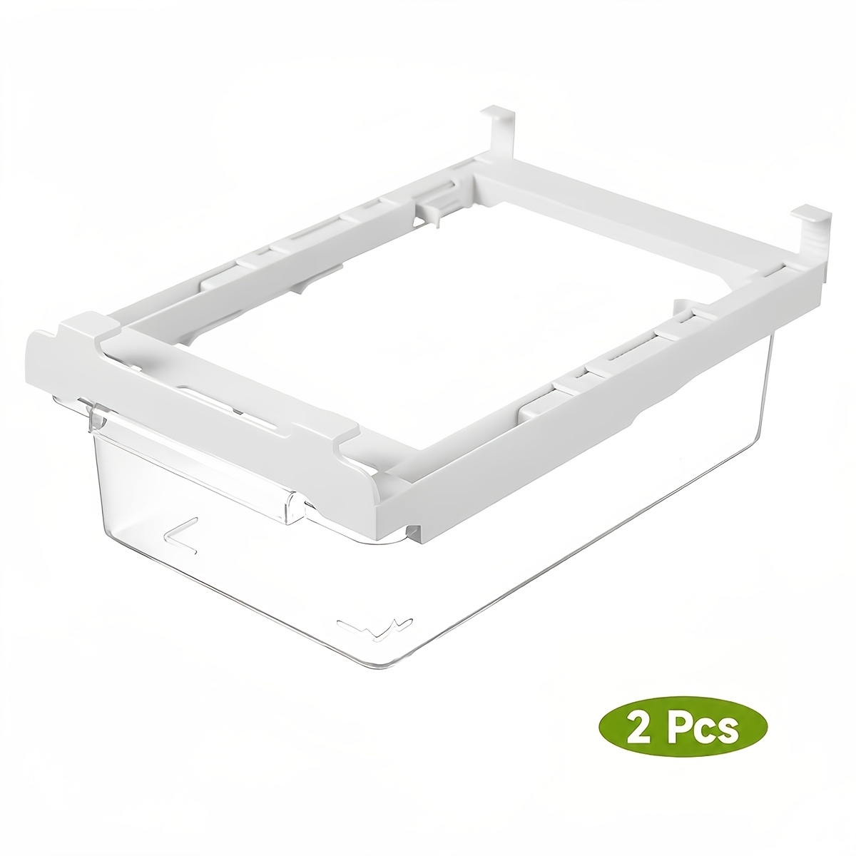 2-pack Fridge Drawer Organizers - Adjustable Refrigerator Drawers For Fruit, Vegetables, Seafood, Transparent Pull-out Shelf Holders, Fridge Storage Containers Fit Fridge Shelves Under 0.6''