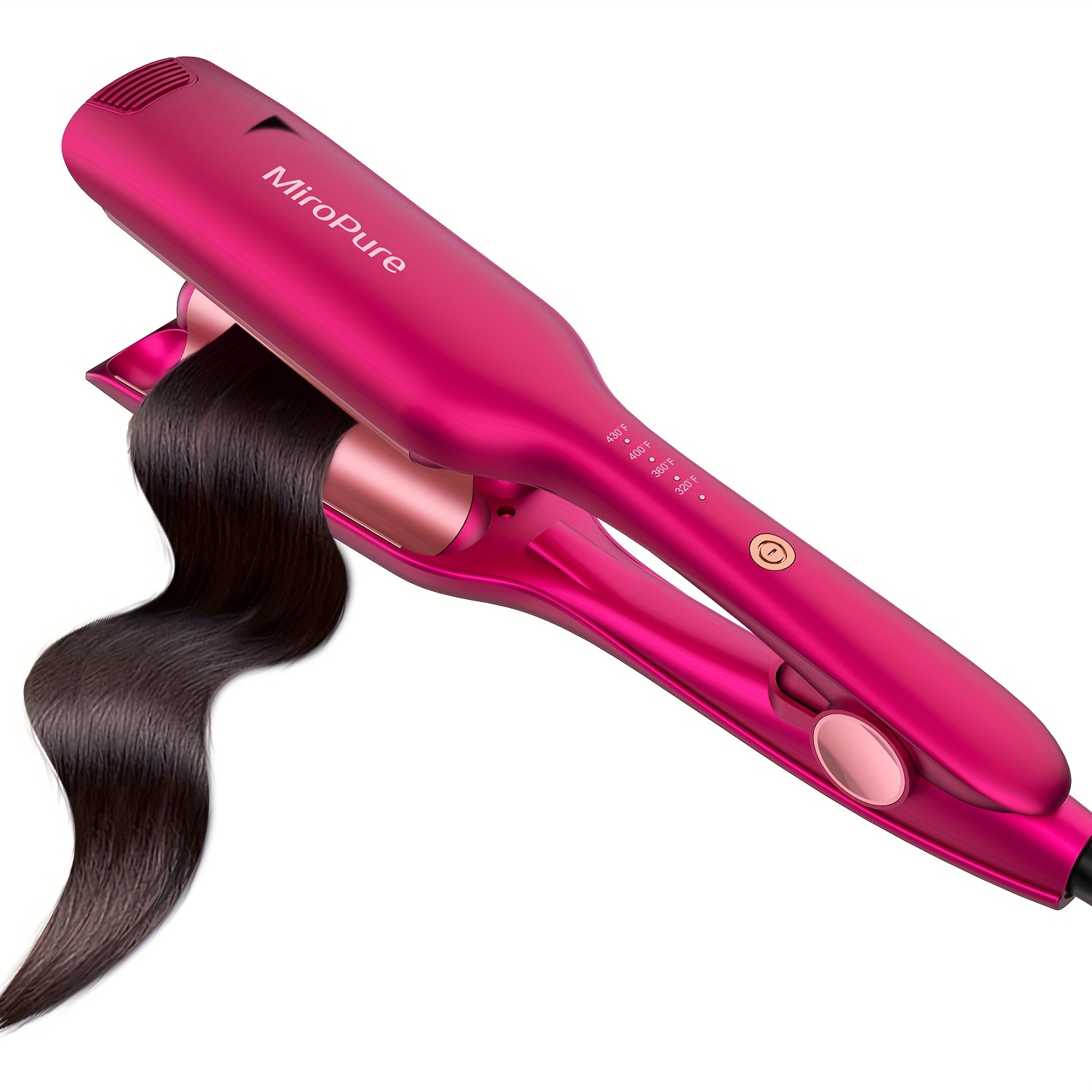 

Hair Crimper Hair Waver With S Shape Barrel, Miropure Hair Waver Curling Iron 1 Inch Auto Shut-off Adjustable Easy Shap Long Lasting Heat, Dual Voltage, Red