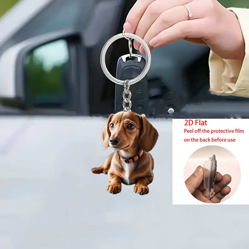 Charming Dachshund Theme Acrylic Keychain, Waterproof Bag Accessory