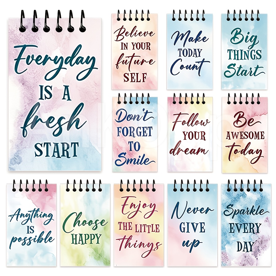 TEMU Gift For Her/him 12pcs Bulk Mini Inspirational Notebooks For Party Favors, Small Motivational Notepads, Cute Notebooks For Coworkers, Gifts From