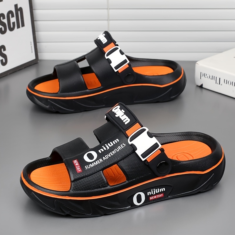 Image of 2025 Men's Summer Outdoor Slippers, Anti-slip, Odor-resistant, Sports & Casual Driving Sandals, Fashionable Beach Slides For Couples