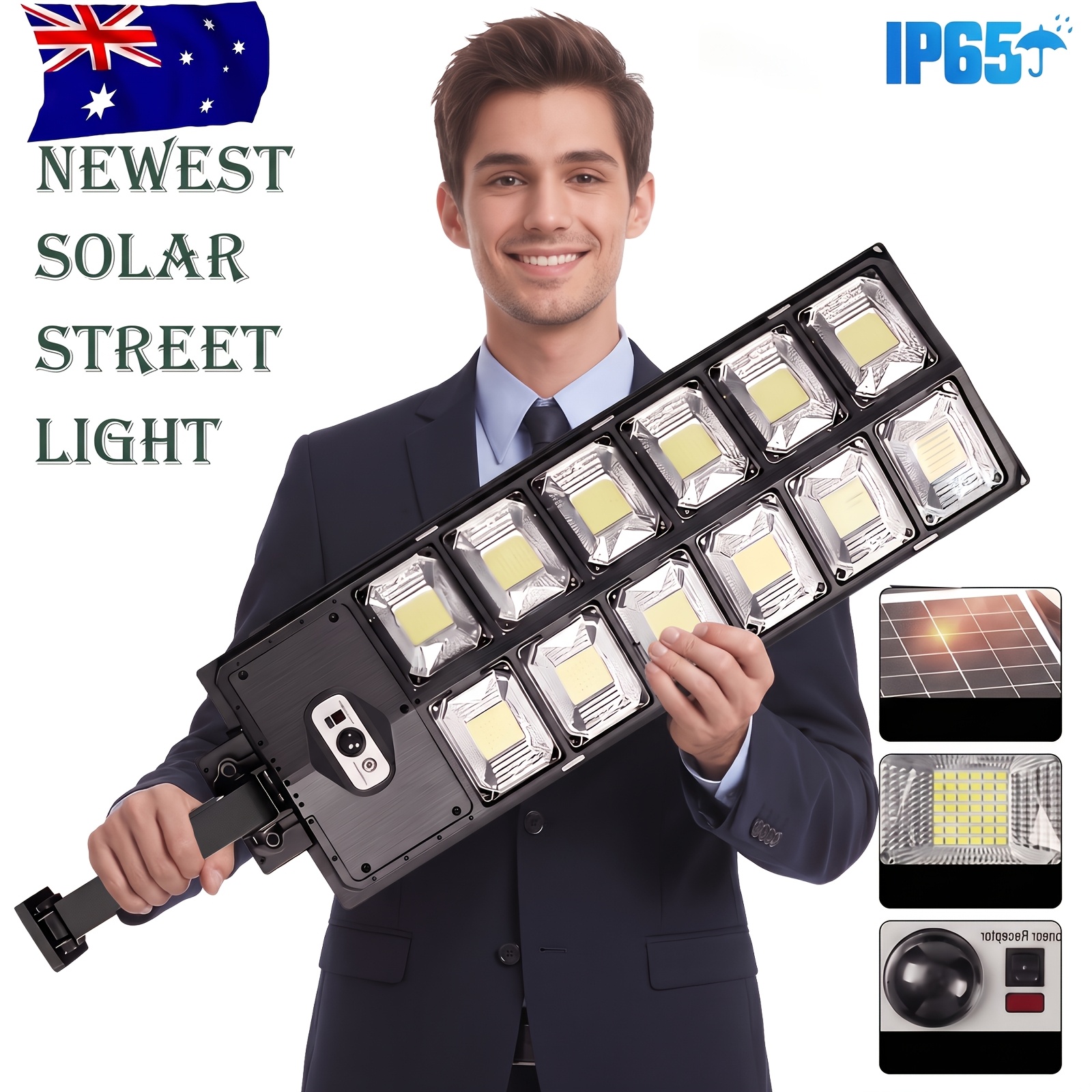 TEMU Powerful 504 Led Solar Street Light, 6500k Daylight Wide-angle Outdoor Flood Light, Ip65 Waterproof, Dusk-to-dawn With Wide-angle Motion