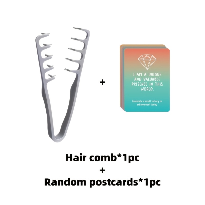 Fluffy Texture Comb And 1 Random Postcard - , Fine Serrated Design Suitable For All Hairstyles (straight Hair/wavy Curls/ Curls), Anti-slip Fixed Structure, Comfortable Grip, Fluffy Serrated Design