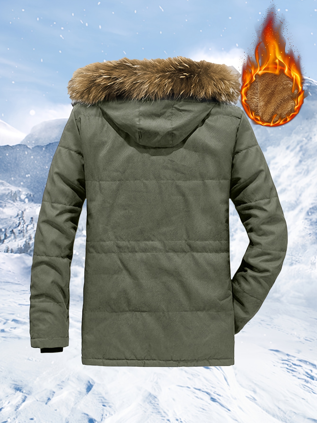 *'s Arctic-Ready Hooded Jacket with Full-Zip Pockets Heavy-Duty  Polyester Winter Coat for Skiing, Snowboarding Machine Washable Cold  Weather