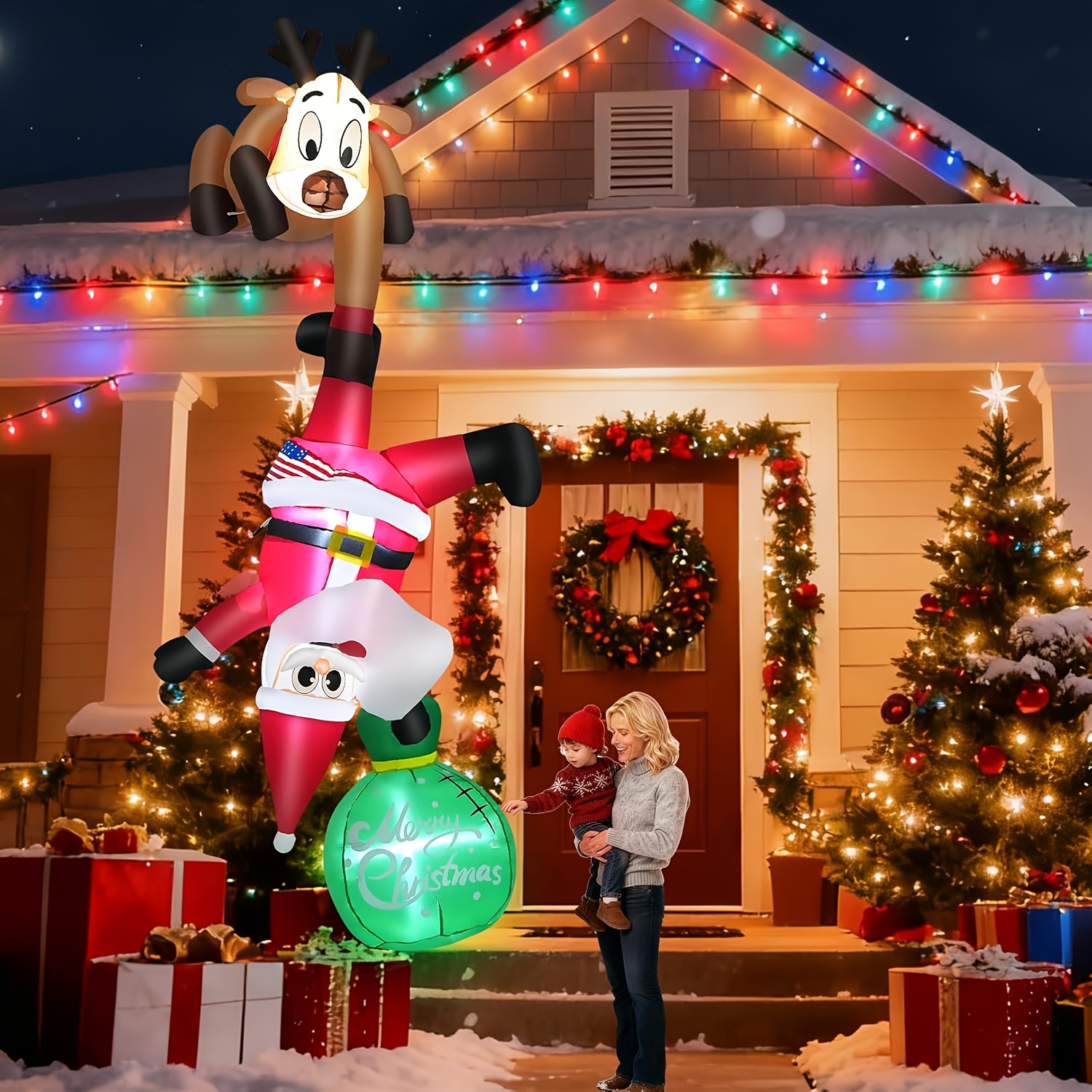 Image of 10ft Christmas Inflatable Archway, Heavy Holiday Entrance Decor, Santa Claus Design, Outdoor Christmas Decor For Yard, Mall, Party