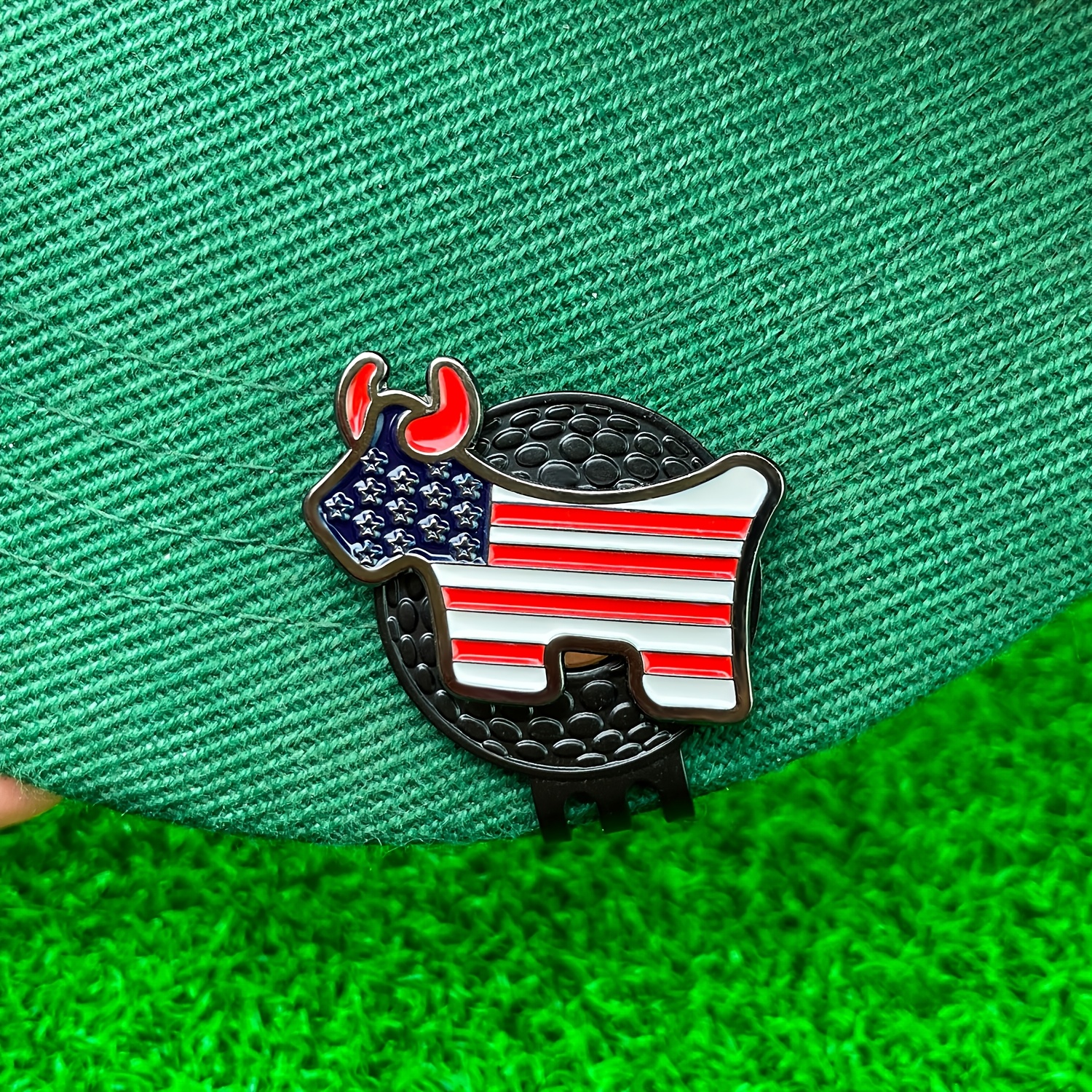 TEMU This Golf Logo Featuring The Red, White, And Blue Colors Of Flag Is From Metal, Making It Durable And Removable. Designed For Men And Women And