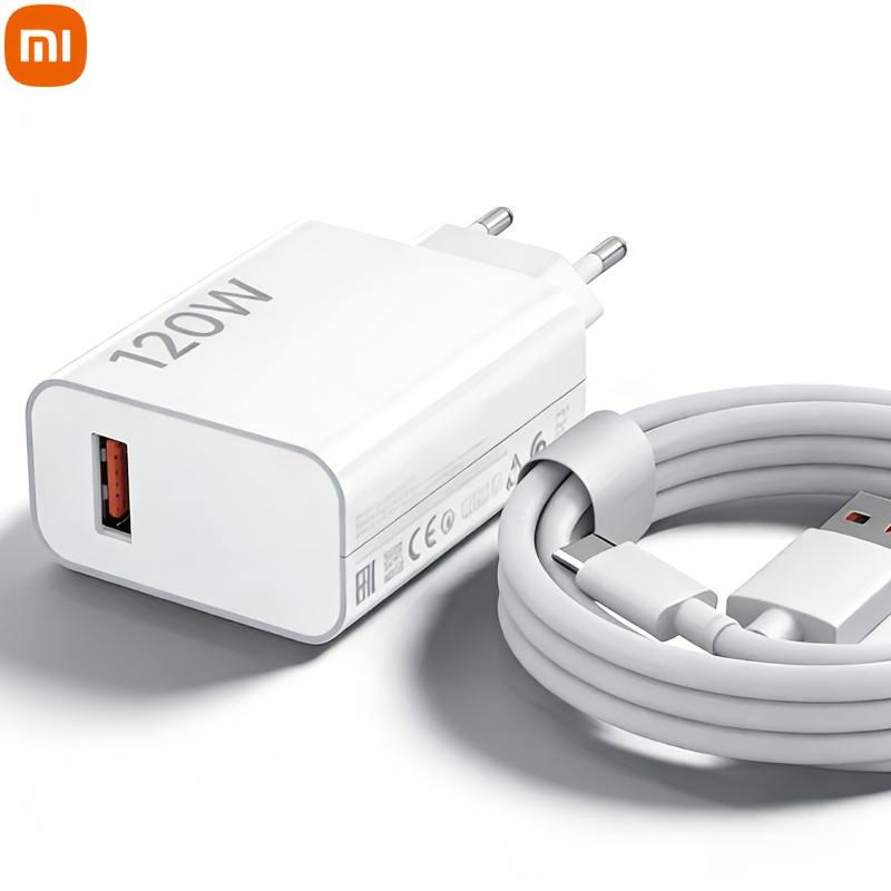 TEMU Xiaomi 120w Fast Charger Type-a Adapter   1m Type-c Cable, 120w Max, Multi Compatible 100w 66w 27w 15w