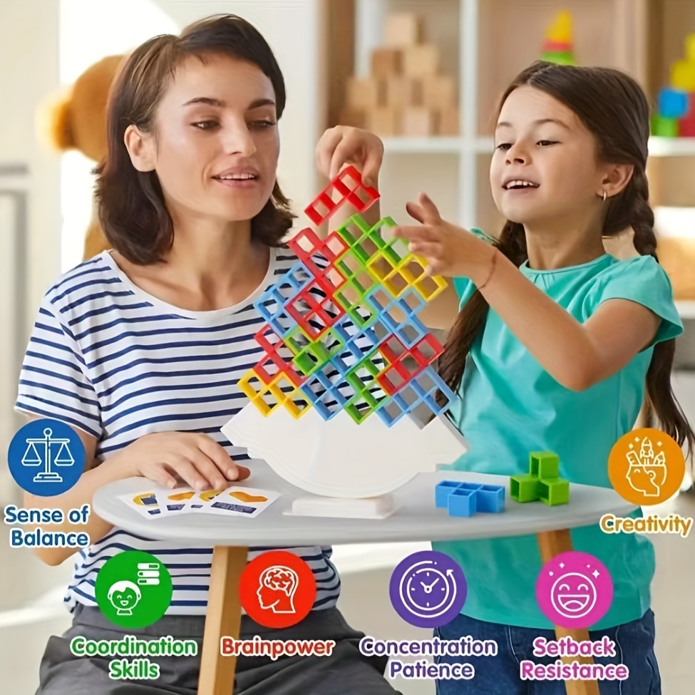 

64pcs Tower Balance Stacking Blocks Game, Board Games For 2 Players, Family Games, Parties, Travel, Team Building Blocks Toys