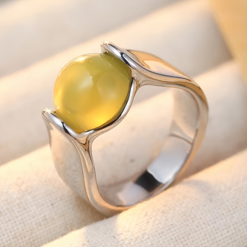 Easy Inlaid Bead Wide Band Women's Ring