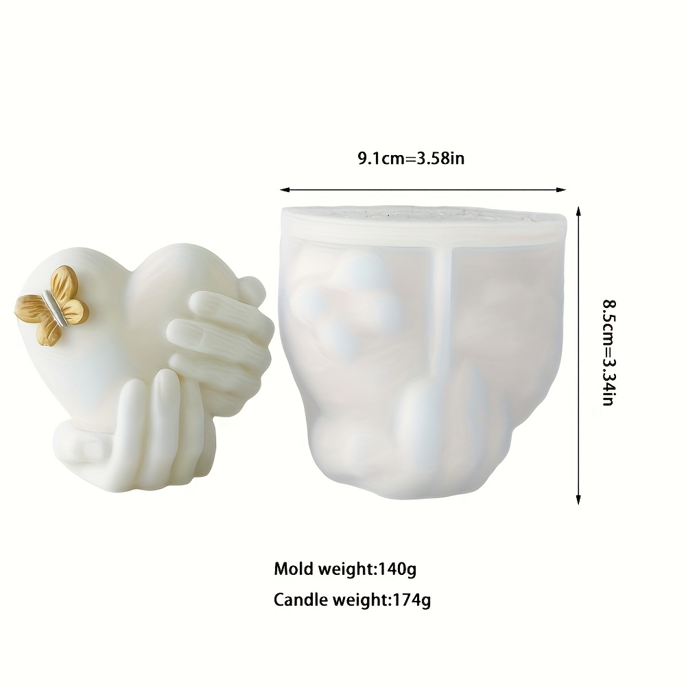 Image of Valentine's Day Love Candle Silicone Mold 3d Handheld Heart-shaped Crafts Gypsum Resin Cement Soap Candle Mold Handmade Candle Making Supplies Wedding Decoration Gifts Home Decor