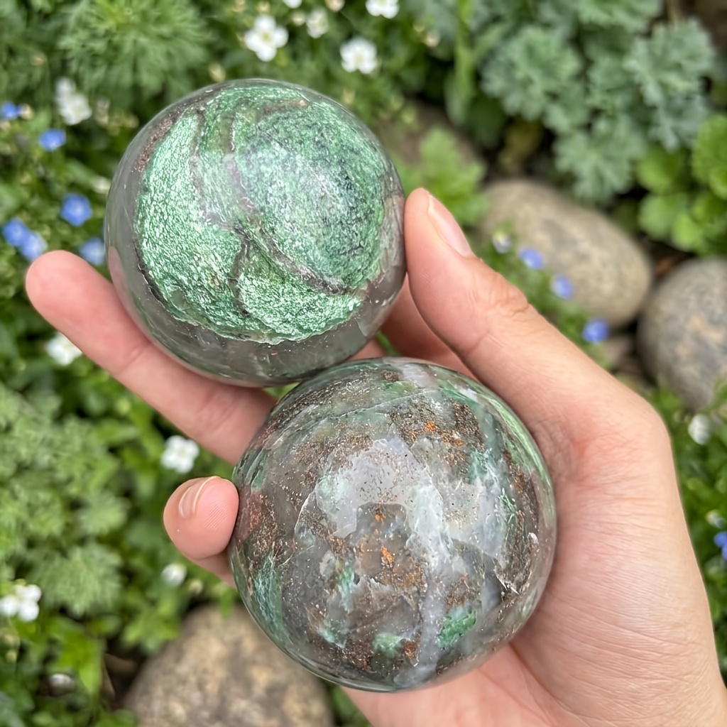Green African Sphere, Decorative Stone Ball for Home Decor