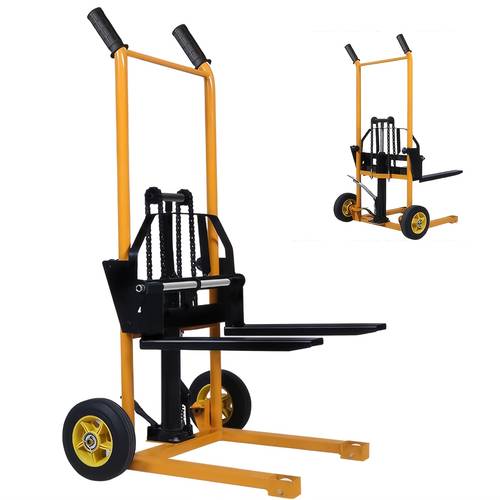 manual forklift stacker compact hydraulic lift with adjustable forks hand truck lifts with fixed legs 2 3 36 inch lift height range 440 lbs bearing capacity