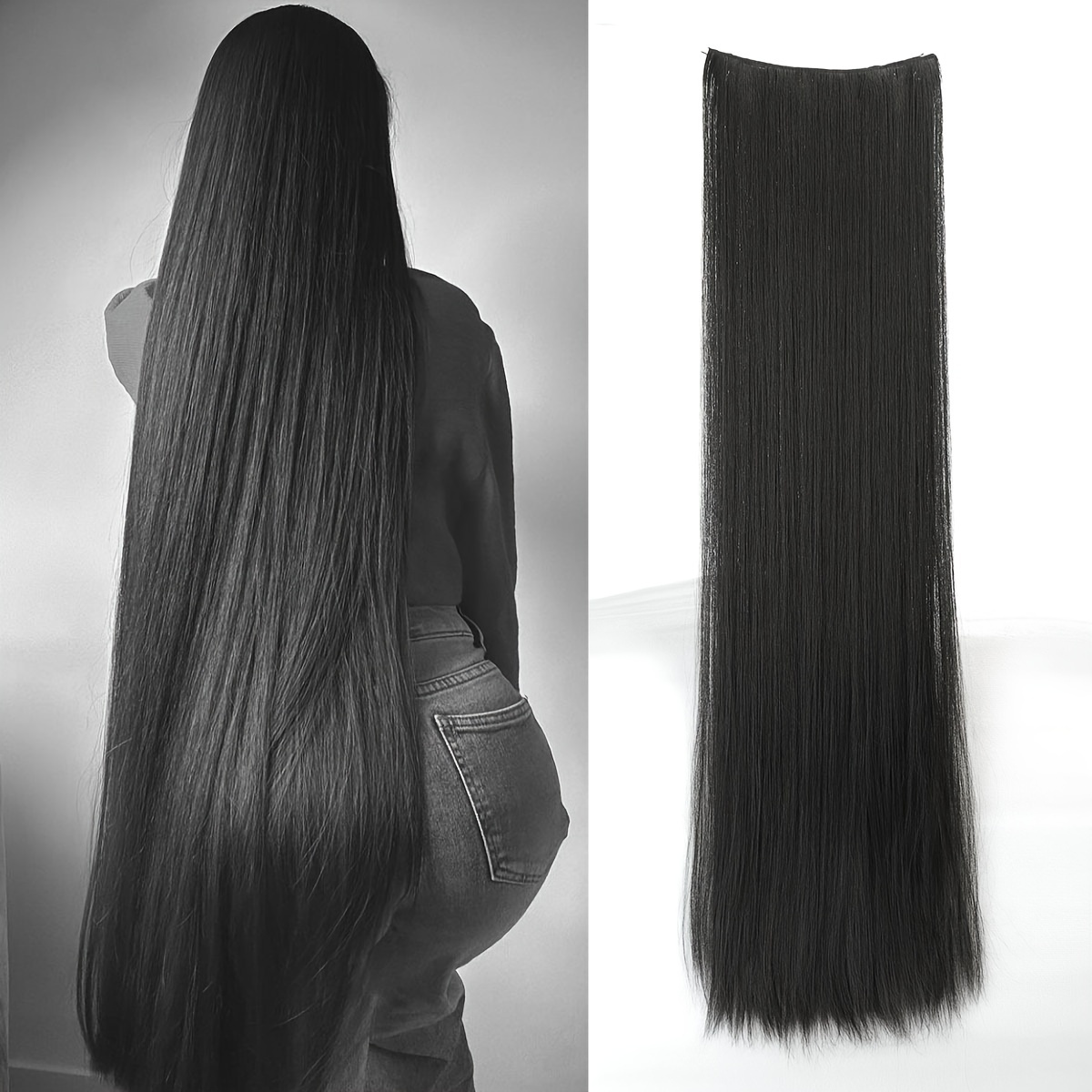 

Black Extra Long Straight Hair Extensions, 20-40 Inch 5 Clips Synthetic Hair Extension Heat Resistant Fake Hairpiece For Women Music Festivals, Parties, Cosplay, Black Friday, Holidays And Daily Use