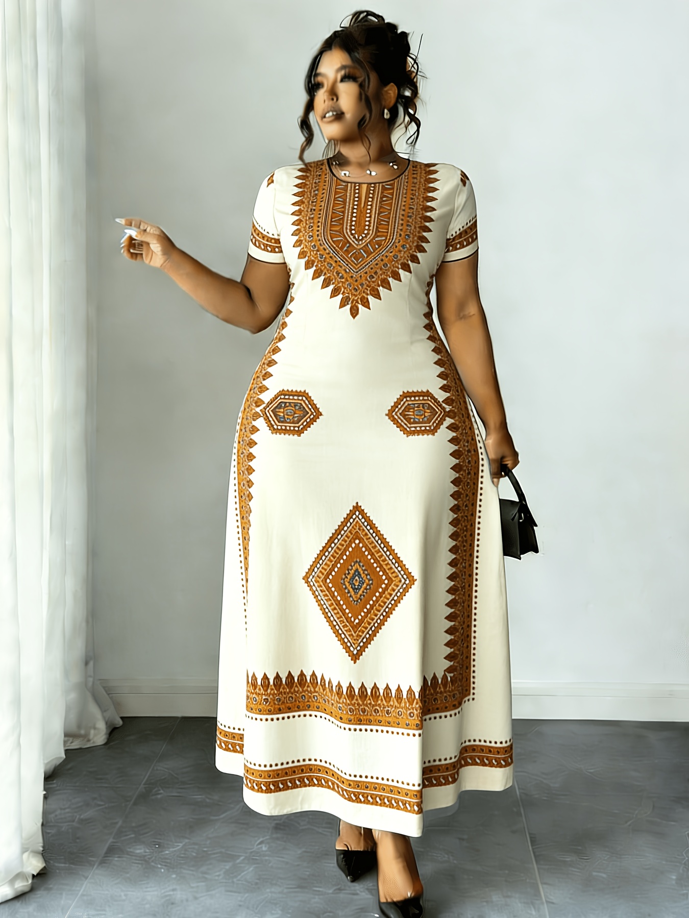 plus size large sized african ethnic style long dress short