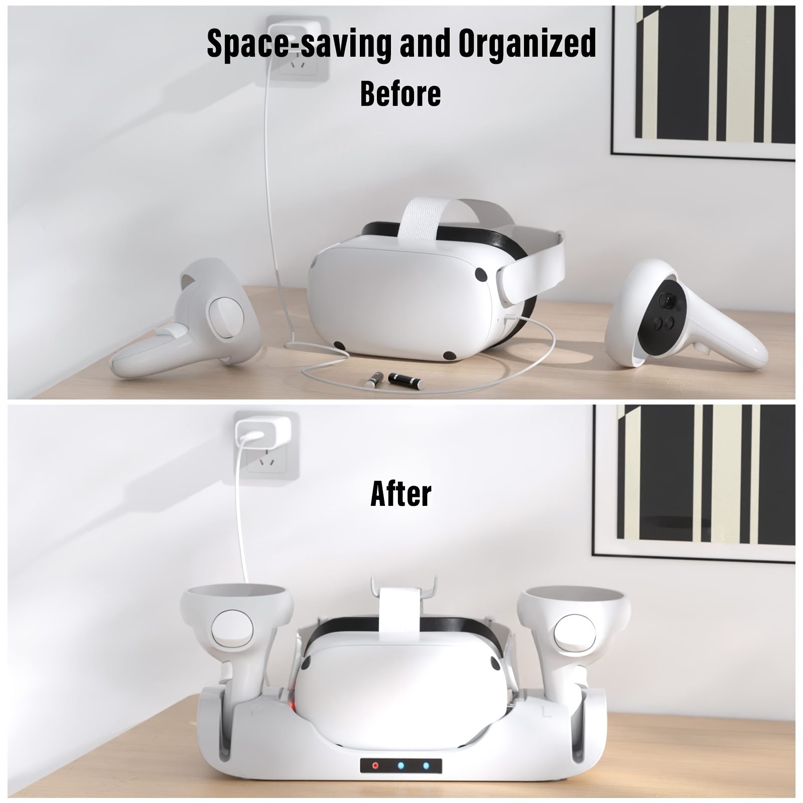 תחנת טעינה v-glow vr עבור   2, טעינה מהירה דוק usb type-c, מחבר 5v זכר לזכר, עם טעינה סימולטנית של הקסדה והבקר, סוללת ניקל, עבור אביזר טעינת vr פרטים 5