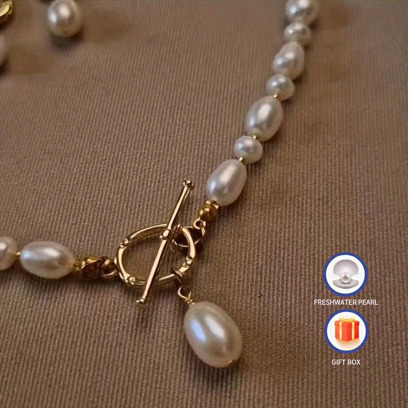 Natural Freshwater Pearls Necklace and Dangle Earrings Set