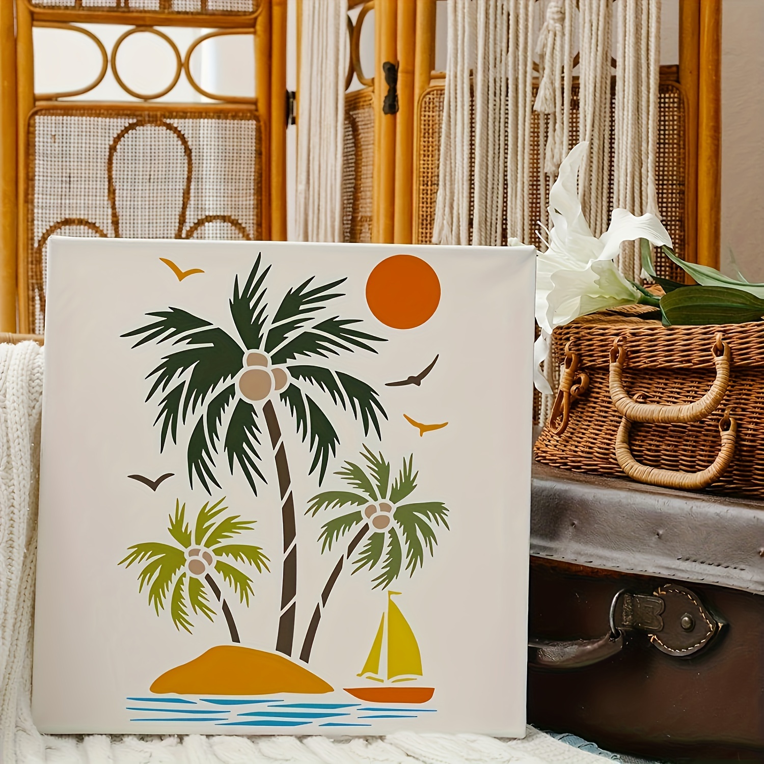 『A Tale of Palm Trees.*』シーグラスアート Grey/Dark Vibrant Palm Beach 