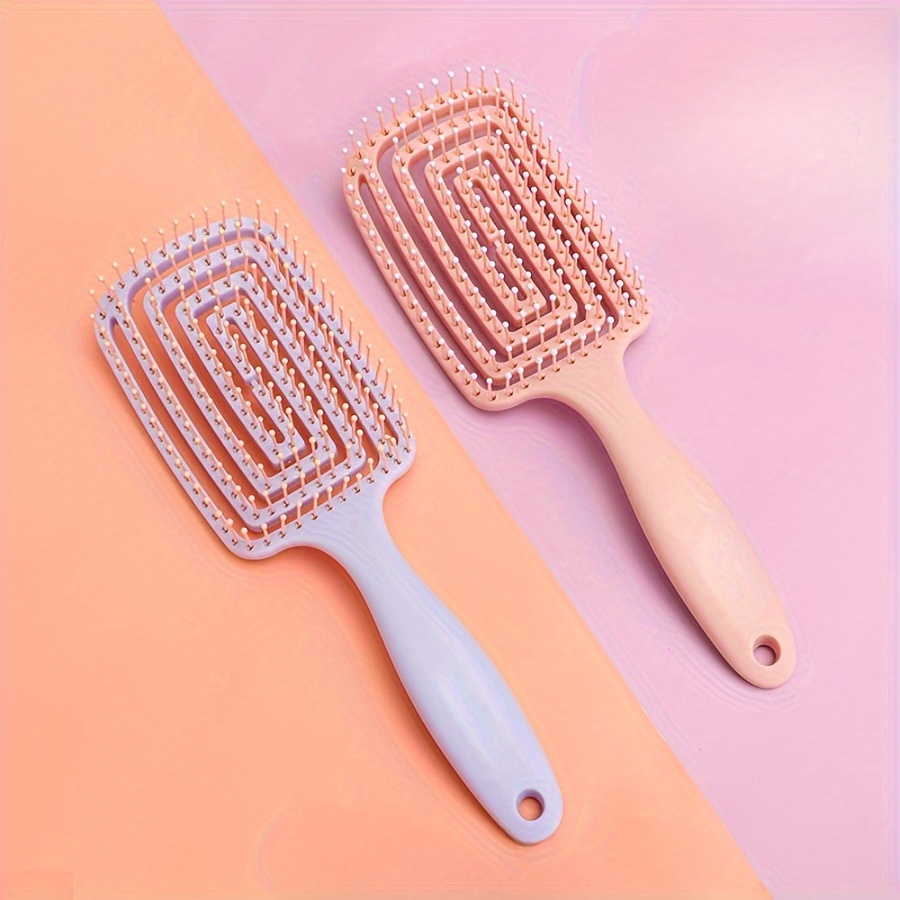 

Fluffy Hair Styling Tools Anti Knot Tangling Brush Scalp Massage Hollow Brush Curved Anti-static Brush For All Type Of Hair
