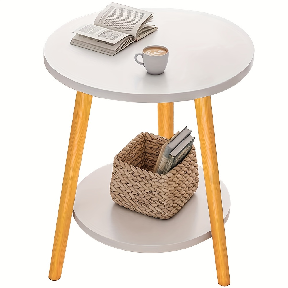 

Space-saving 2-tier Coffee Table - Modern Solid Wood Legs, Small & Outdoor Use