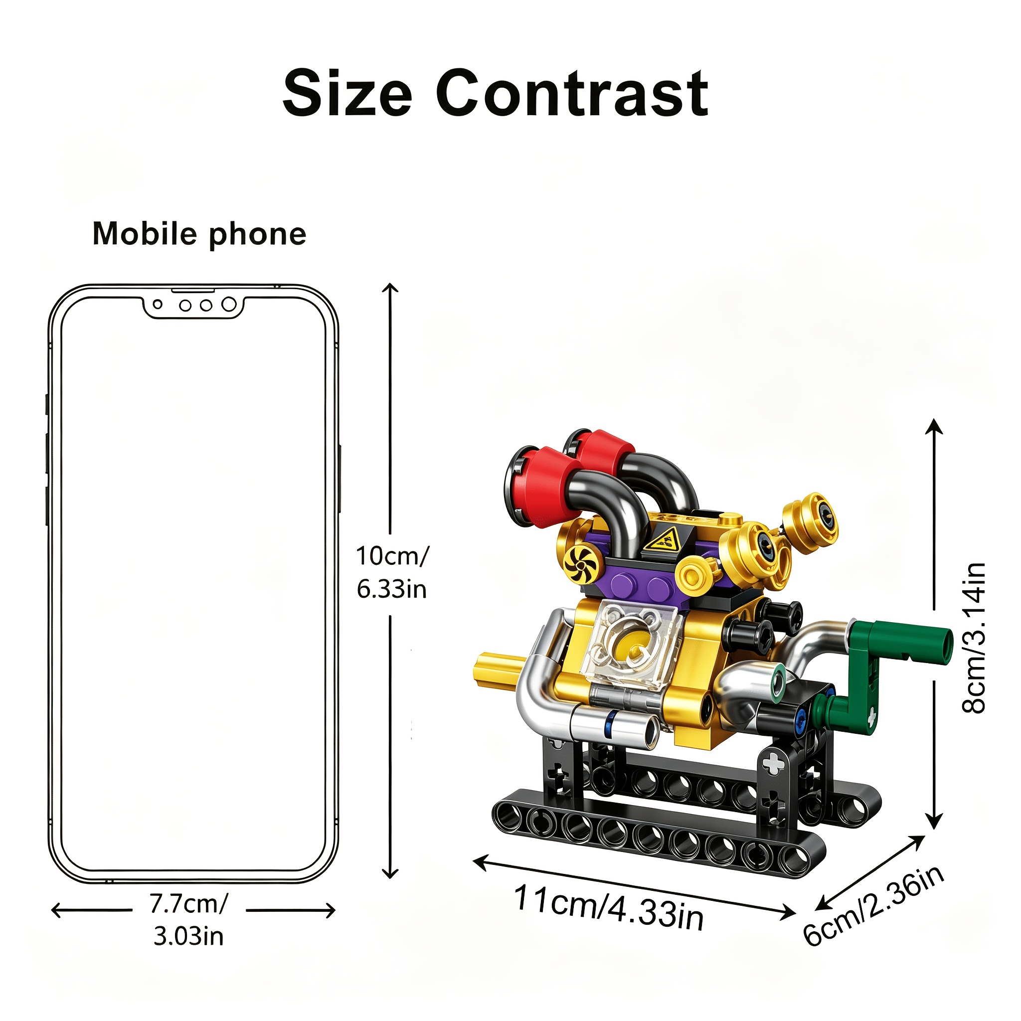 Assembled Mechanical Engine Structure Building Blocks Model