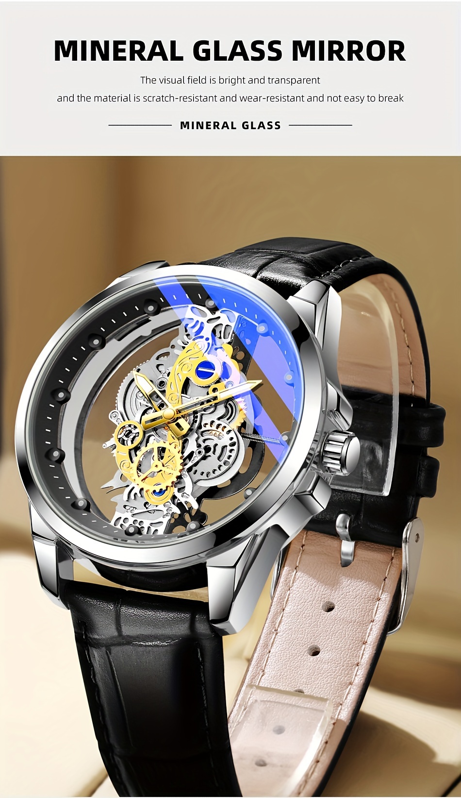  elegant mens quartz watch with durable steel strap perfect for everyday wear memorable gift details 9