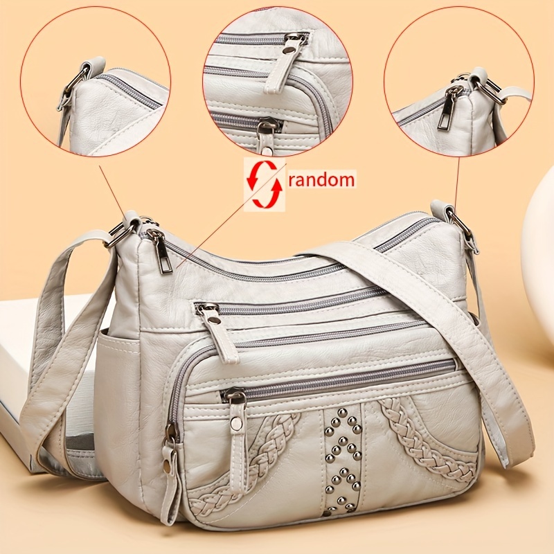 8896 Solid Color -shoulder Bag Suitable For Women' (random Flower Pattern, Random Strap , Random Zipper Pull )