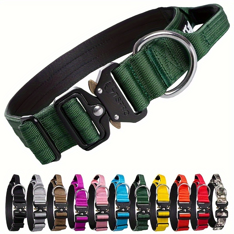 

Heavy-duty Tactical Dog Collar With Handle - Adjustable, Quick-release Metal Buckle For Small To Extra Large Breeds - Comfortable Polyester, Hand Wash Only