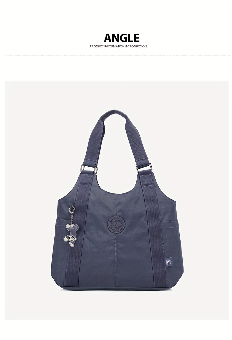 womens   dumpling bag large capacity casual nylon tote with zipper closure adjustable shoulder strap and metal rings versatile black bag for daily   and travel featuring a   Product details 4