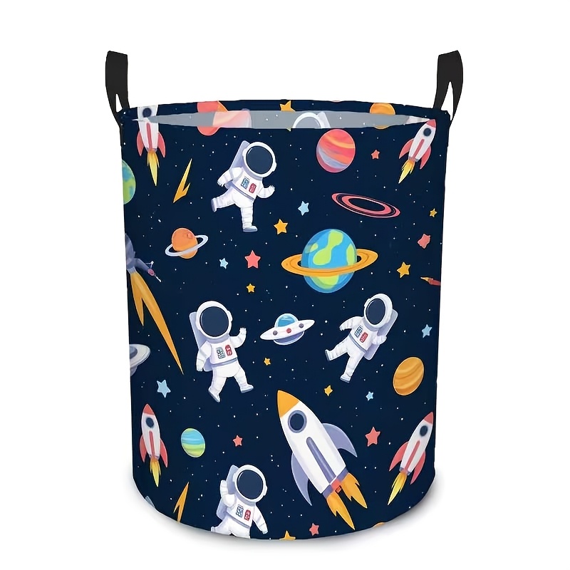 E-shop Ein 1-teiliger Wäschekorb mit einem Design von Astronauten, Raketen und Planeten, für den Einsatz in Kleiderschränken und Badezimmern, ist ein