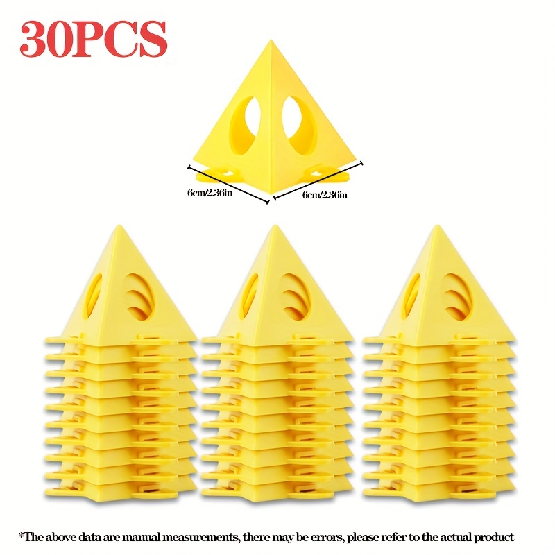 TEMU Jeu de 30 pièces d'outils de menuiserie multifonctionnels, supports de peinture triangulaires en plastique jaune, supports pyramidaux amovibles,