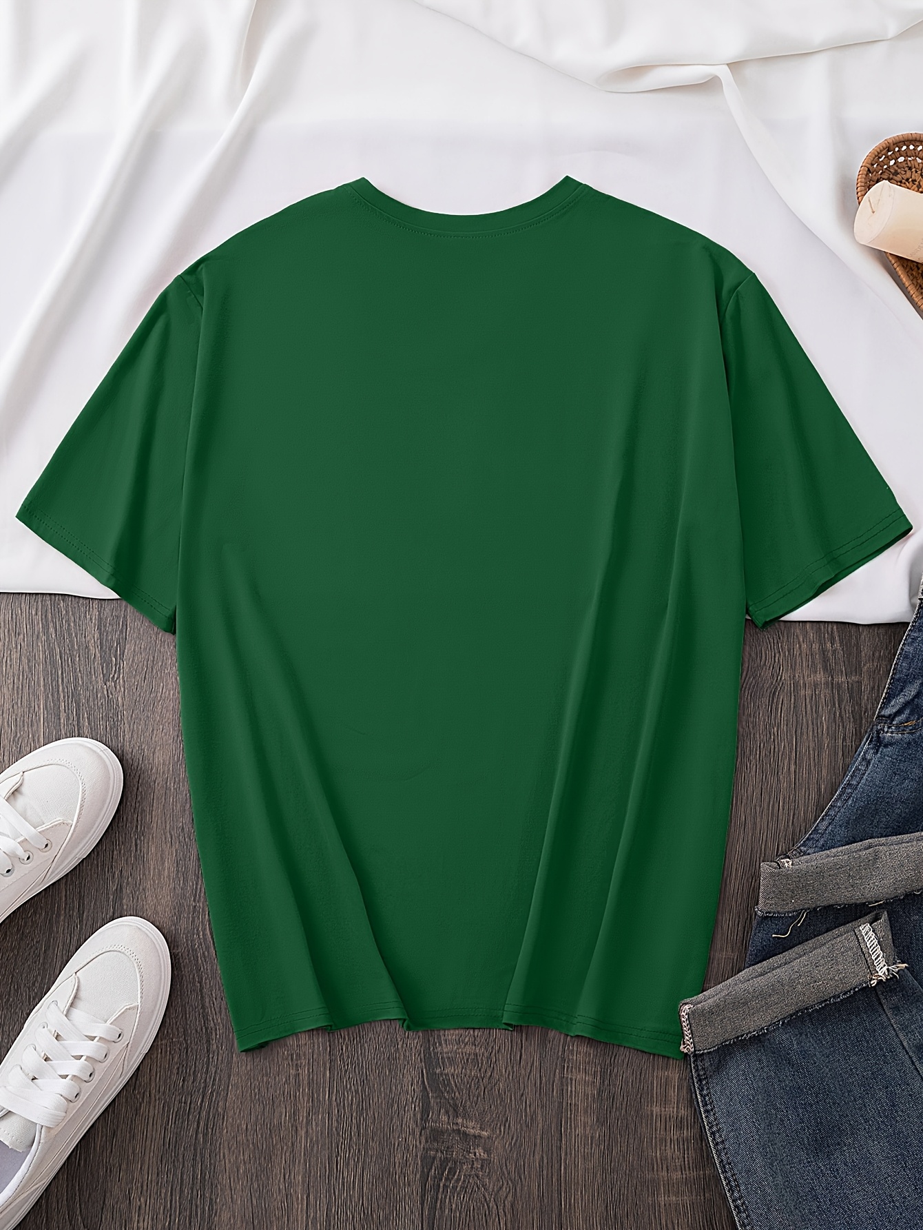 Women's Elegant Round Neck Short-Sleeve T-Shirt - Vibrant Red with White Calvin Monogram Print, Soft Fabric, Casual Versatile Top for Spring & Summer, Machine Washable, Casual Attire, Stylish Letter Print, Comfortable Fit