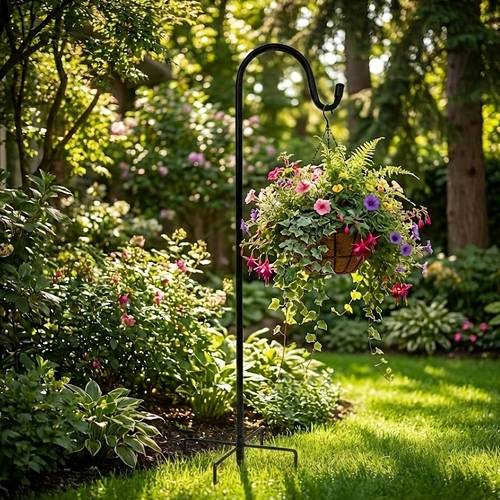 Shepherd Hooks 1pc -31/47/63 Inche High 1/3 Inch Thick Adjustable Rust Resistant Shepards Hooks for Outdoor Solar Lights, Lanterns, Flower Basket, Bird Feeder