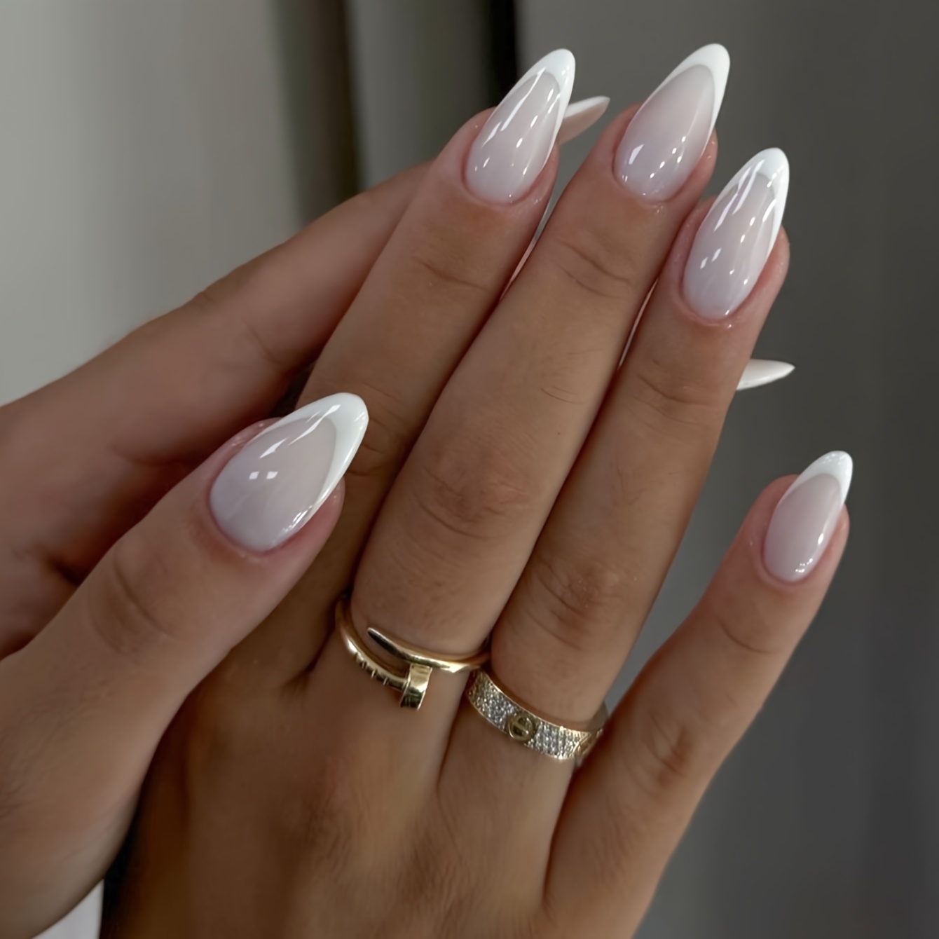 10pcs Pure Handmade White Luxury Temperament Easy Spring -on Nails